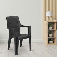 Nilkamal MYSTIQUE Plastic Mid Back with Arm Chair | Set of 2 | Iron Black