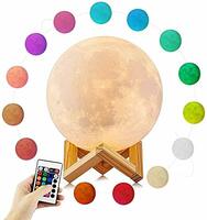 XERGY 3D Printed Rechargeable Moon Lamp (15 cm Multi Color - 16 Colors with Remote) LED