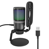 Audio Array Anti Interference Metal Tube RGB USB Microphone for PC, Mac with Mute Button & Monitor Headphone Jack, for Vocals, YouTube, Streaming, Gaming Along with Mic Gain with pop Filter (AM-C23)