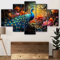 SAF Peacock Paintings for Wall Decoration - Set Of Five [Apply ₹10 off Coupon]