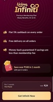 Licious : Get 1 month Infiniti membership at Re.29 ( new accounts )