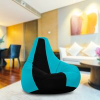 Shopspree Faux Leather Bean Bag Cover - Black Sea Green, 2XL - Without Filler Lightweight & Easy to Carry for Outdoor & Indoor