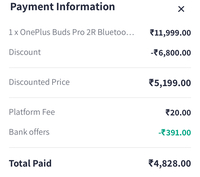 Oneplus Buds Pro 2r lowest at 5099 plus bank discount 