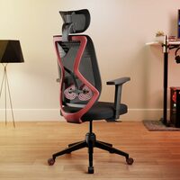 Green Soul | Zodiac (Gaming Edition) | Office Chair with 2:1 Smart Synchro Mechanism | Flybird Ergonomic Design | 2D PU Armrests | Crystal Wheel Base | High Back Mesh Desk Chair | (Black Red)