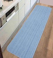 Blue Polyester 47 x 18 Inches Machine Made Floor Runner