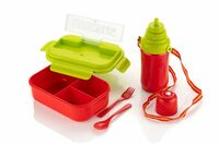 Attro Magic Combo Set 1 Lunch Box & 1 Water Bottle BPA Free Food Grade Perfect for School Kids - Red Green [Apply ₹80 Off coupon]