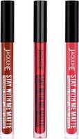 Jaquline USA Sensual Lip Treats Stay With Me Liquid Lipstick | Pack Of 3  (Red, 9 ml)