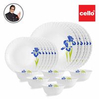 Cello Opalware Dazzle Series Blue Iris Dinner Set, 18 Units