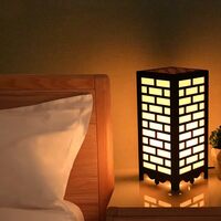 Aditya HANDICRAFTS Wooden Table Lamp-821 with Bulb for Bedside, Drawing, Living Room, (25.5x12x12 cm, Brown) 