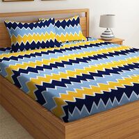 BSB HOME® 100% Microfibre 160 TC Zigzag Printed Double Bedsheets 