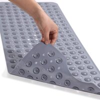 XXSSIER Anti Skid Mat for Bathroom Floor Bathroom Anti Slip Mat with Suction Cups & Drain Holes 70 x 35 CM (Grey) 