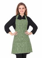  GLUN® Waterproof Unisex Kitchen Apron with Center Pocket and Adjustable Neck Belt with Metal Buckle (PACK OF 1) (Green Check) 
