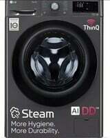 LG 9 kg 5 Star with AI Direct Drive, 6 Motion, Inverter Direct Drive, Steam and Wi-Fi Enabled Fully Automatic Fully Automatic Front Load Washing Machine with In-built Heater Black