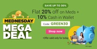GREEN30 : Flat 20% Off on Medicines + 10% Cashback | Netmeds Offer