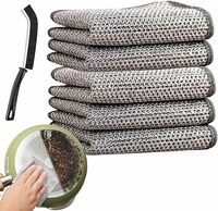 E-COSMOS Pack Of 3 Pack Non-Scratch Wire Dishcloth & Gaps Cleaning Brush, Multipurpose Wire Dishwashing Rags for Wet and Dry, Easy Rinsing, Reusable, Wire Cleaning Cloth for Kitchen, Sinks, Pots, Pans
