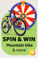 Amazon spin and win mountain bike & more