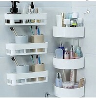 burpi COMBO OF 6 PCS (3 Bathroom Shelves + 3 Corner Shelf Bathroom) Plastic Wall Shelf (Number of Shelves - 6)