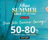 Ajio Mega Summer Sale (18-30 April) : 50-80% off + 10% off with Bank Cards