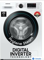 SAMSUNG 8 kg 5 Star, Inverter, Hygiene Steam Digital Inverter Fully Automatic Front Load with In-built Heater White (WW80T4040CE1TL)