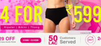 Clovia Buy 4 Panties at Rs.599 Only