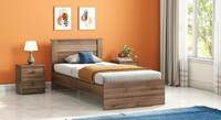 Davis Engineered Wood Single Size Non Storage Bed In Classic Walnut Finish