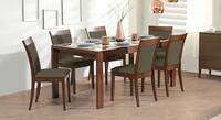Vanalen 6 To 8 Extendable Dalla Solid Wood 6 Seater Dining Table With Set Of Chairs In Dark Walnut Finish