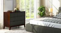 Martino Upholstered Solid Wood Chest Of 4 Drawers In Dark Walnut Finish