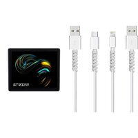 STRIFF Mpad Mouse Mat 230X190X3mm Gaming Mouse Pad, Non-Slip Rubber Base & 12 Pieces Highly Flexible Silicone Micro USB Protector, Mouse Cable Protector, Suit for All Cell Phones(White)