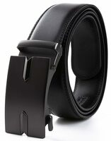 Contacts Men's Genuine Leather Auto Lock Buckle Belt -Waist size from 42" To 52"-XL SIZE 