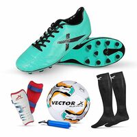 Vector X Combo of NXG Shoe, Pair of Shin Guard & Pair of Stockings, 1 Elevate Football + Pump Full combo Kit