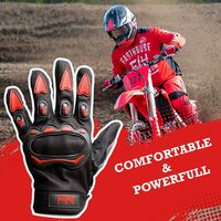 Steelbird Full Finger Bike Riding Gloves with Touch Screen Sensitivity at Thumb and Index Finger, Protective Off-Road Motorbike Racing (Medium, Black Red, Polyester, Cycling)