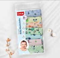 [50 coupon] LuvLap Hosiery Cotton Cloth Premium Baby Washcloth for New Born, Washable, Reusable, Absorbent, Extra Soft Face Towels/Washcloth for Babies, Giraffe Print, Pack of 7 Pcs, Multicolour