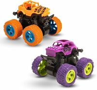 GRAPHENE Monster Truck for Boys 3 4 5 6 7 Year Old,Push and Go Friction Powered Car Toys, Double-Directions Inertia Pull Back Vehicle Set,Birthday Party Gift for Kids (‎Multicolor)