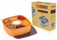 E-COSMOS Plastic Square 7 Sections Multipurpose Masala Rangoli Dabba Box Set, Spice Box Set - Brown (Masala Box - 7 in 1)
