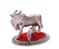 Ecraftindia White Metal Cow and Calf