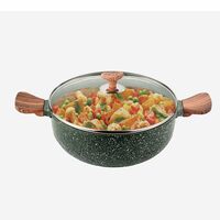 Echt Diecast Kadhai,24 cm (4 liters Capacity), Ideal for sauteing Vegetables, Cooking Meat and Gravy, and Shallow-Frying Chips, Deep Fry, Easy t o Clean, Made in India | 1 Year Warranty | Green- 8 pc