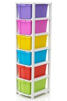 GROZNOL 6 XL Plastic Modular Drawer System, Product Dimension When assembeled (31cmx39cmx116cm) (6XL) (Multi-colour)