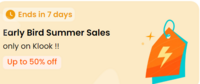 Klook Early Bird Summer Sales-Up to 50% Off 