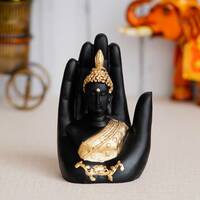 Royalbox Golden Handcrafted buddha Palm Buddha for home decor Decorative Showpiece - 10 cm