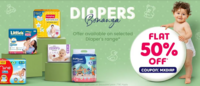 Firstcry- Flat 50% Off on selected Diapers range