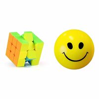 graphene Cubes 3x3 High Speed Sticker Less Magic Puzzle Cube Game Toy (3x3) & Graphene Smiley Soft Ball for Kids and Adults, a Stress Relief Toy, Non Toxic Toy for Kids and Adults