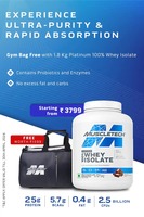 Muscletech- Get Gym Bag Free with 1.8 Kg Platinum 100% Whey Isolate