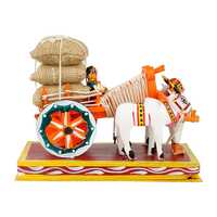 Lepakshi Handicrafts Wooden Kondapalli Bullock Cart 8 inch