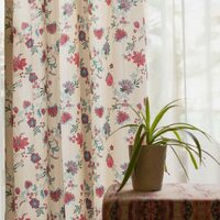 Urban Space 100% Cotton Curtains for Window, 60-65% Room Darkening Curtains 5 feet Long with Eyelets, Set of 2 Curtains with Tieback (Passion Flower Pink, Window -5 Feet X 4 Feet)