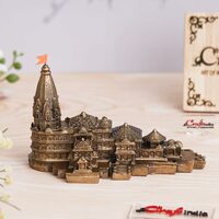 eCraftIndia Golden Ram Mandir Ayodhya Model Authentic Design - Perfect for Home Temple, Decor, and Spiritual Gifting