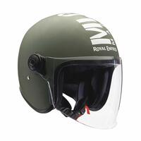 Royal Enfield Open Face MLG Helmet with Clear Visor Matt Battle Green, Size: XL(61-62cm)