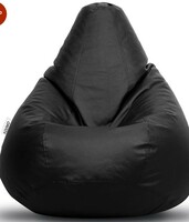 Amazon Brand Solimo Premium Faux Leather Bean Bag Filled with Beans | Capacity: Upto 6 Ft Height, 100 KG Weight | 2XL | Black