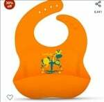 LuvLap Silicone Baby Bib for Feeding & Weaning Babies & Toddlers, Waterproof, Washable & Reusable, Non Messy Easy Cleaning, No Bad Odour, Adjustable Neckline with Buttons (Orange)