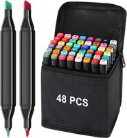 ARROLLIANT Touch cool 48 Pc Alcohol Markers Pen Set Colour Art Dual Tip Broad And Fine For Drawing Sketching Adult Colouring And Illustration (Art Marker 48 Pc), Black