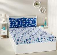 Amazon Brand - Solimo Spring Floral 144 TC 100% Cotton Double Bedsheet with 2 Pillow Covers, Floral Blue